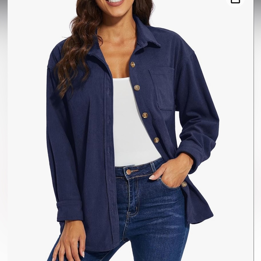 NEW TACVASEN Women's Corduroy Button Down Shacket Long Sleeve Shirt Size:M